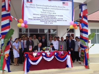 Ambassador Daniel A. Clune at the inauguration of a United States-funded new hospital facility in Huai Ngua, Salavan Province
